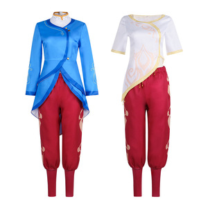 Disfraz de Princesa Elian, conjunto azul con top blanco y pantalones rojos para Halloween - Product Image 1
