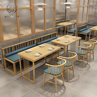 Ensemble de meubles de restaurant et de café minimaliste personnalisé en bois courbé, tables, chaises, bancs, sièges, écologiques