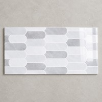 Carrelage mural et de sol en céramique pour salle de bain et cuisine, motif géométrique ovale, gris et blanc, effet marbre brillant, 300x600mm