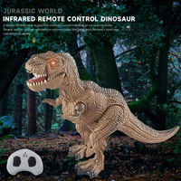 Mainan Dinosaurus T-Rex RC Inframerah dengan Demo Otomatis Mulut Buka Tutup, Mata Menyala, Suara Realistis, Aksi Berjalan, Plastik, Hadiah untuk Anak Laki-laki