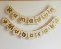 Nouveauté paillettes d'or sur ivoire ou noir feutre guirlande Eid Mubarak décoration tenture murale décor fer de lance pétoncle feutre drapeaux
