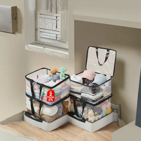 JD FRESH Lot de 2 sacs de rangement transparents en PVC de 27 L avec fermeture éclair et poignées / Housses pliables pour saris / Organisateur de placard / Multi-usages
