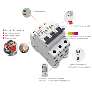 Disjoncteur <span class=keywords><strong>Miniature</strong></span> à 3 pôles 1-63A CE CCC, couleur approuvée, OEM personnalisé, basse tension <span class=keywords><strong>Tp</strong></span> 63A MCB - Product Image 2