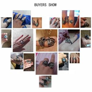 خاتم على شكل نمر للرجال، مجوهرات عتيقة بطراز البانك، خواتم رجالية ستيمبانك مجوفة من الفولاذ المقاوم للصدأ بتصميم جمجمة أنيمي، هيب هوب، متاح للبيع بالجملة - Product Image 4