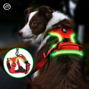 Harnais pour chien léger OKKPETS sans traction respirant robuste grand harnais pour chien LED réfléchissant personnalisé pour animaux de compagnie