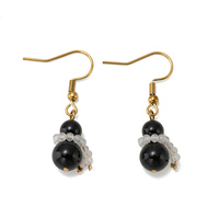 Boucles d'oreilles Hulu en pierres précieuses naturelles sculptées à la main, améthyste, quartz rose, gourde, pendantes, plaquées or, cadeaux