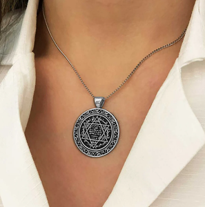 18K chapado en oro impermeable rey Salomón sello collar Salomón talismán colgante Salomón amuleto islámico Collar para <span class=keywords><strong>hombre</strong></span> regalo - Product Image 5