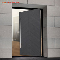Puertas Residenciales Modernas con Cerraduras Inteligentes, Puerta Pivotante de Aluminio para Entrada Principal, Uso en Escuelas y Centros Comerciales