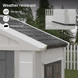 Caseta de Almacenamiento Exterior Moderna de Acero con Capacidad de 152 Pies Cúbicos, Impermeable, Prefabricada, con Ventana de Resina HDPE para Cortacésped - Product Image 4