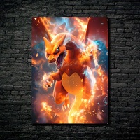 Meilleures ventes : Affiche murale personnalisée de dessin animé anime, impression artisanale, décoration intérieure, peinture métallique Pokémon avec fixation murale magnétique sécurisée