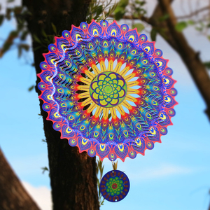 Molinetes de Viento de Acero Inoxidable, Adorno de Jardín, Molinillo de Viento Mandala para Decoración de Patio y Jardín, Molinillo de Viento Metálico - Product Image 4