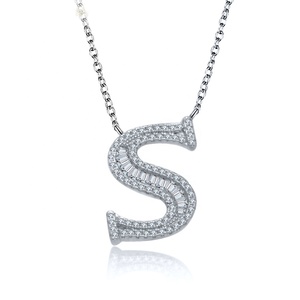 Fashion Jewelry Baguette Cut Diamonds CZ <strong>Initial</strong> Letter S Pendant Choker <strong>Necklace</strong> Custom Name <strong>Charm</strong> Women <strong>Necklace</strong> - Product Image 1