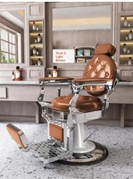 Fauteuil de Barbier Minimaliste en Cuir avec Pompe à Huile, Fonction de Levage et d'Inclinaison pour Salons et Barbiers