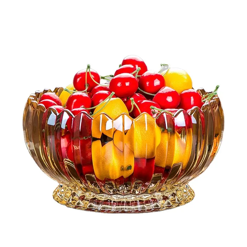 Top seller dinnerware sets decorative amber color colored crystal glass fruit salad bowl