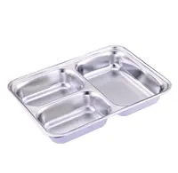 Deko — plateau à 3 compartiments pour boîte à Lunch, en acier inoxydable, avec couvercle, pour le repas rapide, couverture des assiettes, nouveau produit, 2020