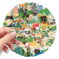 50 autocollants transparents originaux à motif floral dessiné à la main, motif petit agneau, pour coque de téléphone, ordinateur portable et décoration – Offre spéciale