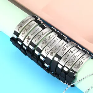 Bracelet Hip Hop en acier inoxydable pour hommes, bijoux personnalisés en Silicone du zodiaque, chaîne en forme de serpent, vente en gros,