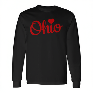 Camiseta de manga larga personalizada con mapa de Ohio y diseño desgastado 'Love Home Pride' - Product Image 3