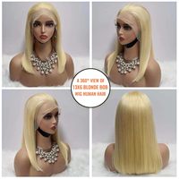Perruque Bob Blonde 13x4 Cheveux Humains Couleur 613, Perruque Lace Front HD Bob 12 Pouces Pré-Plucked Sans Colle