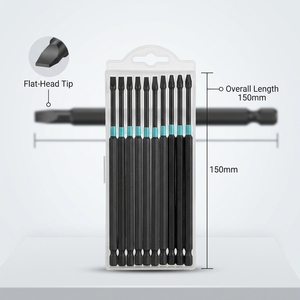 6.35mm S2 Strong Magnetic High Torque Long Flat Head Magnetic <b>Screwdriver</b> <b>Bits</b> <b>Set</b> - Hex Shank for Power Drill - Product Image 2