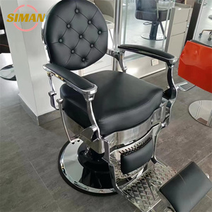 Siman Chaise <span class=keywords><strong>de</strong></span> coupe <span class=keywords><strong>de</strong></span> cheveux pour hommes Chaise <span class=keywords><strong>de</strong></span> barbier en acier inoxydable Accoudoir pivotant Noir Pliable Barber Shop Meubles Abordable - Product Image 2