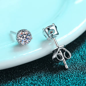 Vintage S925 plata esterlina D Color VVS1 Moissanite diamante Stud pendientes para Mujeres Hombres niñas-para promesas de cumpleaños - Product Image 5