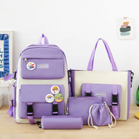 Sac à Dos Étudiant Cinq Pièces Style Coréen Simple et Mignon Grande Capacité Vente en Gros 932