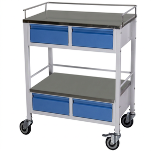 Labycare SKSS210 Instrument <b>Trolley</b> with 4 Blue <b>Drawers</b> Stainless Steel Top and Shelf Medical Lab Use Class I 1-Year Warranty - Product Image 1