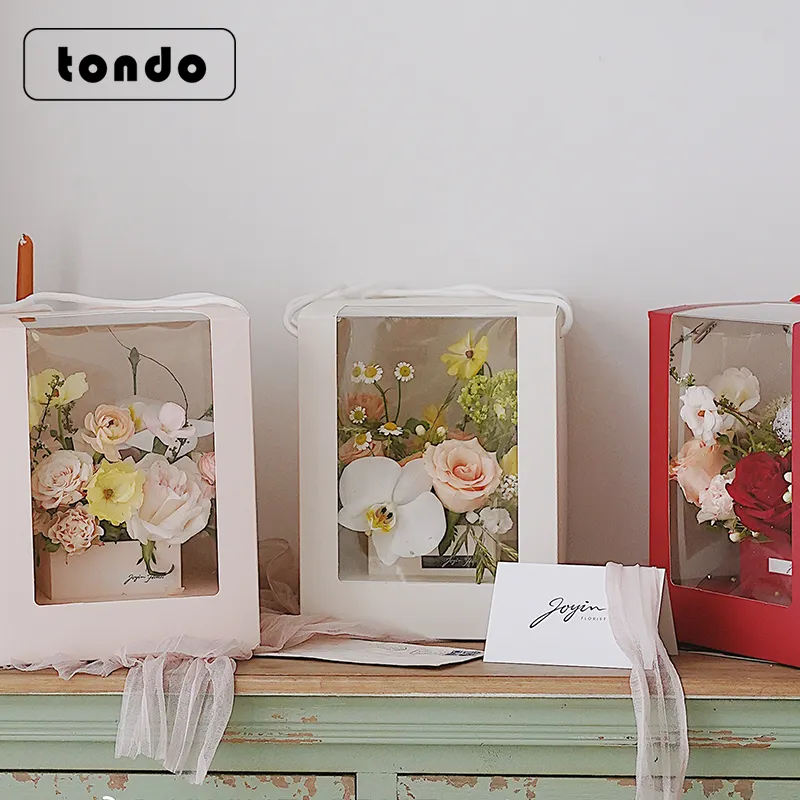 Tondo Wedding Cake Party flower carry Bouquet bags flower bouquet bag With Window
