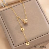 Parure de bijoux en acier titane plaqué or avec zircon, design taille fine, collier, boucles d'oreilles et bague polyvalents, vente en gros usine