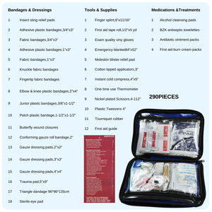 290 टुकड़े पोर्टेबल जीवित रहने के लिए नीले चिकित्सा बैग वाटरप्रूफ आपातकालीन प्राथमिक सहायता किट - Product Image 5