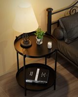 Table d'appoint à 2 niveaux, table basse imperméable avec plateau amovible pour intérieur et extérieur