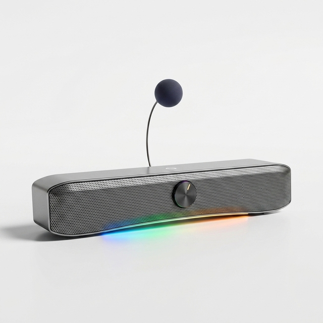 E-3600 FPS Gaming Soundbar with RGB Noise-Cancelling Mic, Surround Sound, Bluetooth 5.4 & Wired USB for PC
