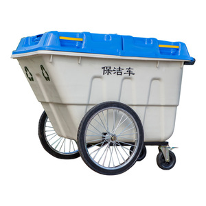 Janitorial Cart 400L 550L HDPE <b>Plastic</b> Enclosed 4 <b>Wheels</b> Municipal Street Cleaning Vehicle - Product Image 4