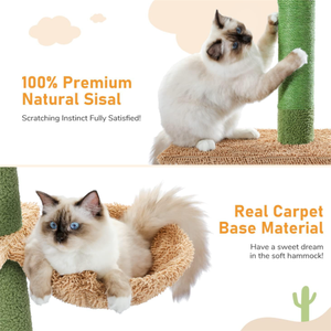 Kinghon Unique 5 <b>Level</b> Cat Climbing Tower Cactus Ceiling Cat Tree Tower with Adjustable Height with Cozy Hammock - Product Image 3