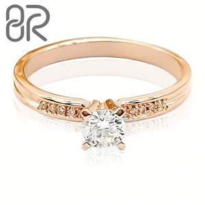 Joyería fina 10K 14K oro Vvs Moissanite anillo de bodas Iced Out redondo corte brillante 18K anillo de compromiso minimalista - Product Image 1