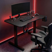 Bureau de jeu en métal durable avec pieds en T, table de travail informatique avec porte-gobelet et crochet pour écouteurs pour salle de jeu à domicile