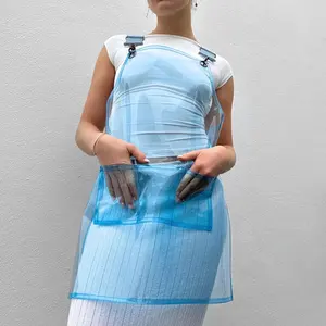 Preço de fábrica LOGOTIPO personalizado transparente Rosa Pvc Transparente Avental para salão de beleza TPU plástico claro avental