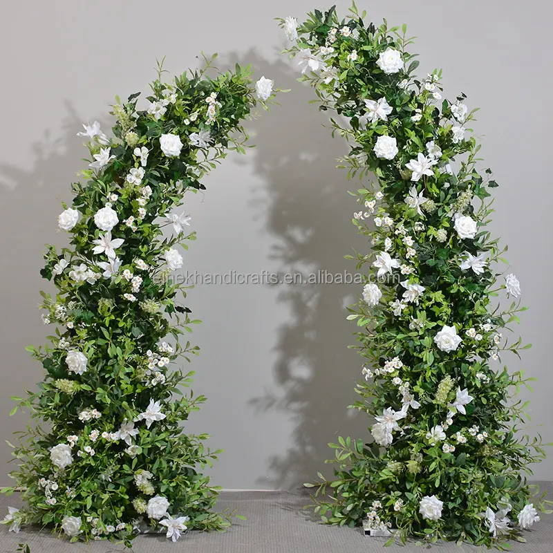 زهور حقيقية اللمس باللون الابيض والاخضر مناسبة لطاولات حفلات الزفاف زهور جارلاند مناسبة للزفاف
