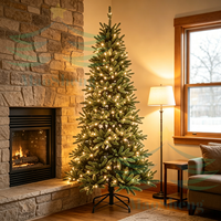 Sapin de Noël artificiel pré-éclairé de 9 pieds avec lumières LED, pour l'intérieur et l'extérieur, exportateur, personnalisable