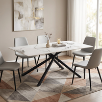 Table à manger rectangulaire moderne en céramique, plateau en pierre, pieds en métal, mobilier de salle à manger pour la maison, vente chaude