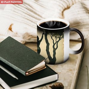 Simple Unprinted DIY Frosted Craft Mug 11oz Black <b>Ceramic</b> Heat Sensitive <b>Cup</b> - Product Image 3
