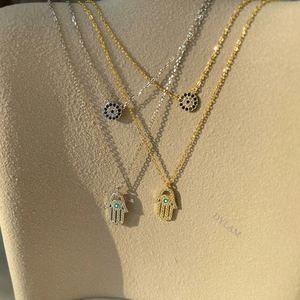 Dylam Jewelry Supplier <b>Silver</b> 18K Gold Plated Hasma Hand Layered <b>Choker</b> Pendant Women Accessories Chain Necklaces Zircon - Product Image 5