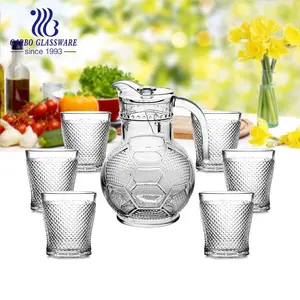 7PCS Soccer Jug And Glass Cup Beverage Juice Water Drinking Customized Design Hot Sale Football Glass Water Pitcher Sets