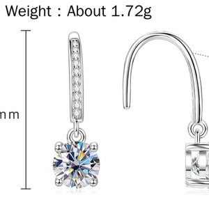 <b>Earrings</b> Jewelry Women Wholesale Bulk Eco-friendly Copper <b>Gold</b> Plated Round Cut 1CT VVS GRA Moissanite Fashion <b>Dangle</b> <b>Earrings</b> - Product Image 6