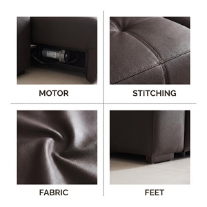 Sofá Cama Seccional Eléctrico Moderno, Juego de Tres Plazas en Cuero Genuino, Patas de Acero Inoxidable, para Uso Comercial/Apartamento/Villa - Product Image 5