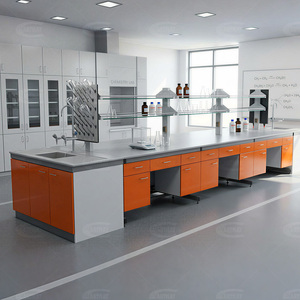 Tavoli da Laboratorio Modulari CARTMAY in Acciaio con Armadietti per Chimica e Biologia - Product Image 1