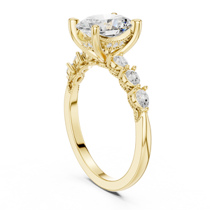 Anillos de Diamantes con Hermoso Diseño, Corte Ovalado, Corte Brillante Redondo, Corte Pera, Anillo de Compromiso, Oro Sólido de 14K, Joyería Fina Cultivada en Laboratorio - Product Image 6