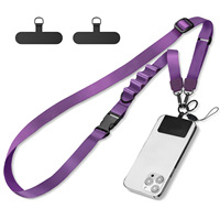 Cordon de téléphone réglable en sangle de polyester avec boucle détachable pour tous les appareils mobiles