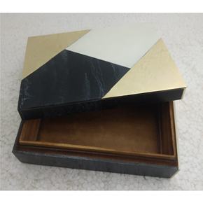 Brass Inlay White Resin Jewelry <b>Box</b> / Gift <b>Box</b> Black Top and Bottom Fashion Cardboard Paper Ring Necklace Bracelet <b>Earring</b> - Product Image 5